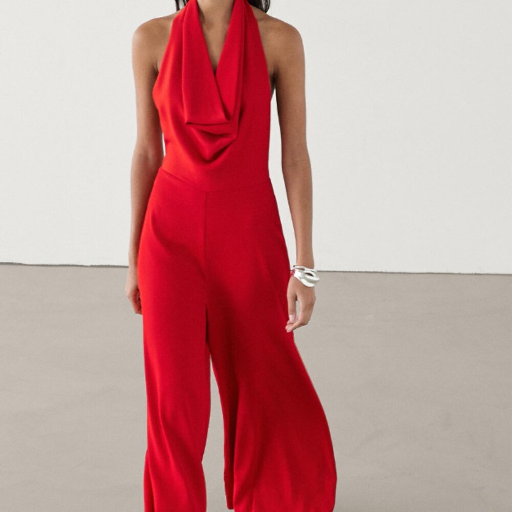 massimo dutti red jump suit
